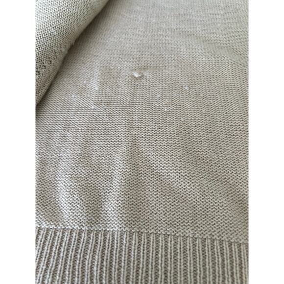 H&M Beige Knit Sweater Vest Faux Fur Trim Open Front Size XS Missing Belt - Picture 7 of 10